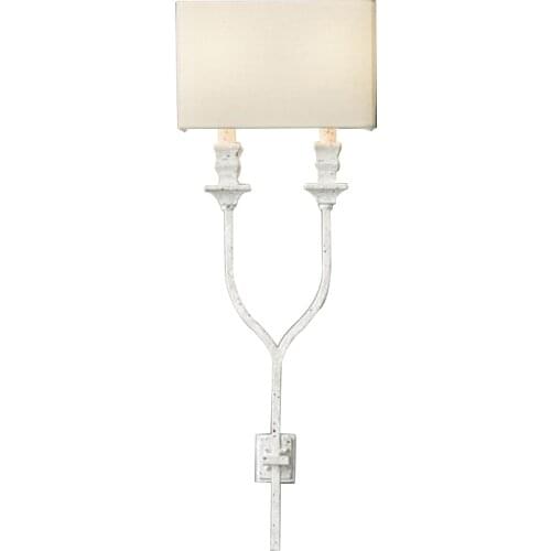 Replica item Amercian Style Antiqued Wishbone Sconce Antique Nature White Wall Lamp Linen Lampshade Vintage Retro Wall Sconce