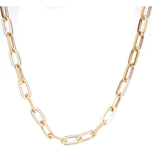AU750 18K Real Solid Yellow Gold Paper Clip Chain Necklace Jewelry For Women