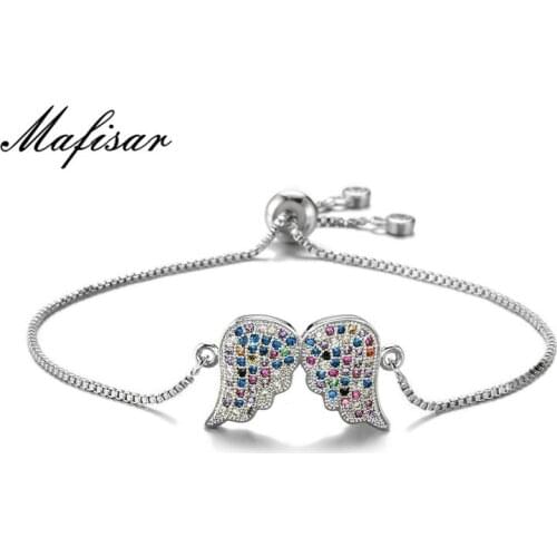 Mafisar Unique Design Fashion Fly Wing Charm Bracelets For Women Girl Luxury Colourful Cubic Zirconia Women Party Jewelry Gift