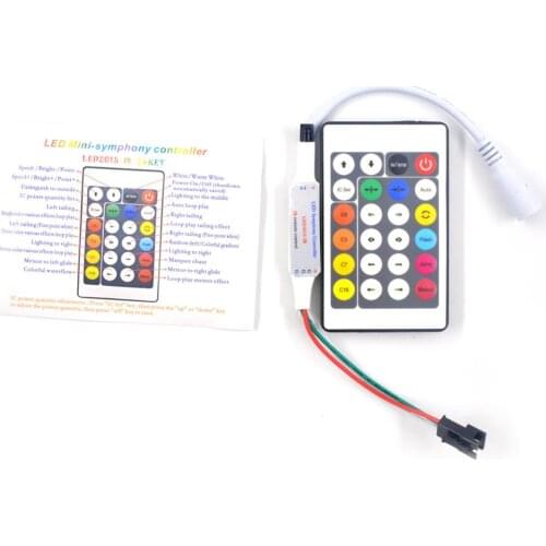 DC5V-12V WS2812B/WS2811 24Keys Mini IR remote controller , 200 Change Max 1-512 Pixel for WS2812B WS2811 LED strip