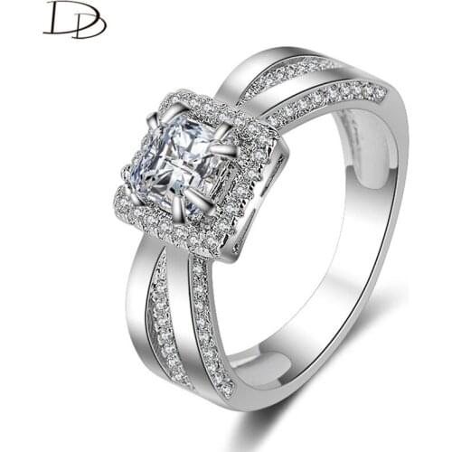 DODO 6.6Mm Square AAA Zircon Wedding Engagement Rings Bow-Knot Design Classic Ring For Women Bridal Trendy Jewelry Anillos Dm065
