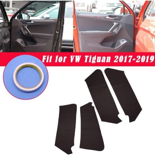 EIDRAN 4Pcs Black Microfiber Leather Door Panels Insert Cover Kit For VW Tiguan 2017 2018 2019