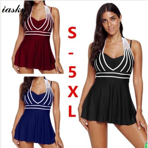 IASKY 2018 New Plus size Swimwear Women Swimsuit Tankini Set With Shorts Two Piece swimsuit Bathing Suit Female M--5XL