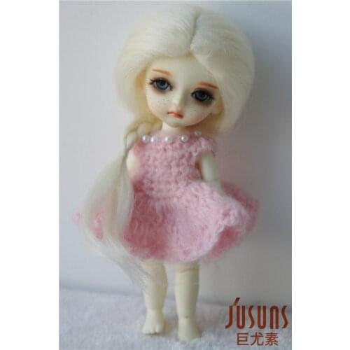 JD315 1/8 Elsa Long braid BJD wigs 5-6inch mohair movie character doll hair Ivory white color