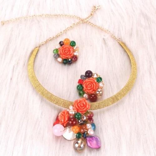 Dudo African necklace Set Gold Choker Design Earrings and Necklace Nigerian Jewelry Set For Women Original Style 2020 Fashion