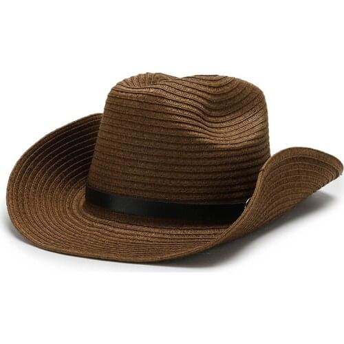 Natural Straw Cowboy Hat Women Men Handmade Weave Cowboy Hats For Lady Summer Western Sombrero Hombre Lifeguard Hats