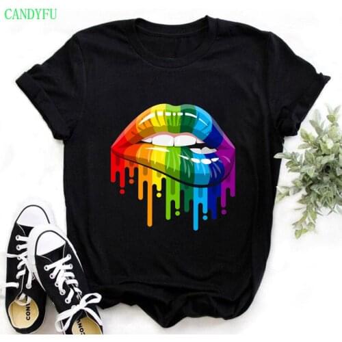 Summer Shirt Fashion T Shirt Women Tops Base O-neckBlack Tees Kiss Leopard Lip Funny Girls Tshirt Lips Leopard Graphic E Girl