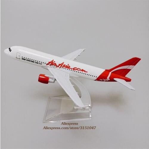 Alloy Metal White Air Asia Airlines A320 Diecast Airplane Model Asia Airbus 320 Airways Plane Model Aircraft w Stand Gifts 16cm
