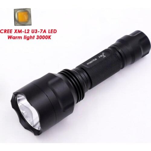 Powerful c8 led flashlight CREE XM L2 U3 led 3000K warm white torch waterproof lanterna cold neutral white yellow bicycle light