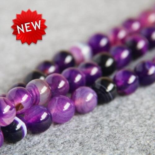 New 12mm Purple Stripe Onyx Carnelian Loose Beads Round Necklace&Bracelet DIY Manual Accessories Jewelry Make Design 15