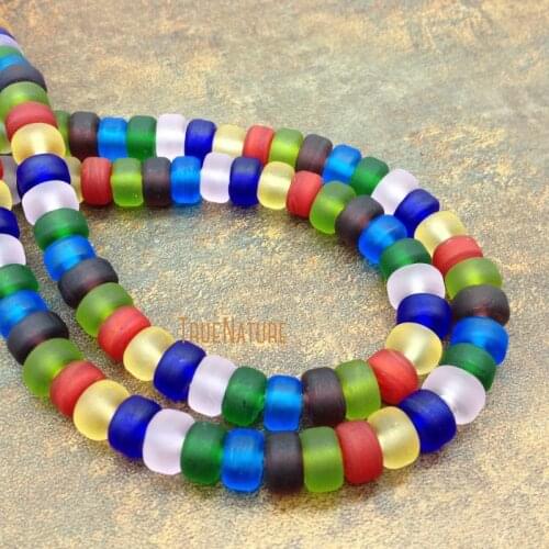 Wholesale Colorful Matte Glass Loose Beads Jewelry Making Matte Rainbow Rondelle Beads In 6*10 mm 15.5 inch BE5560