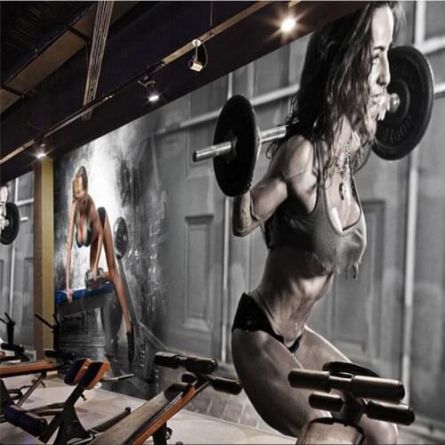 Beibehang Fitness sexy beauty exercise background wall custom large mural green wallpaper papel de parede para quarto