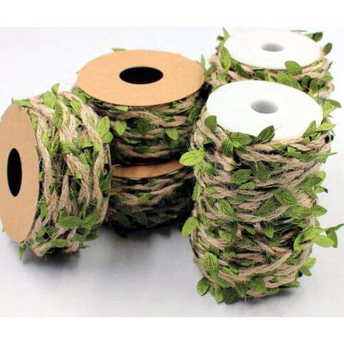 Handmade DIY decorations Green leaf hemp rope braid forest series wedding flowers packaging festival decoration supplies garden