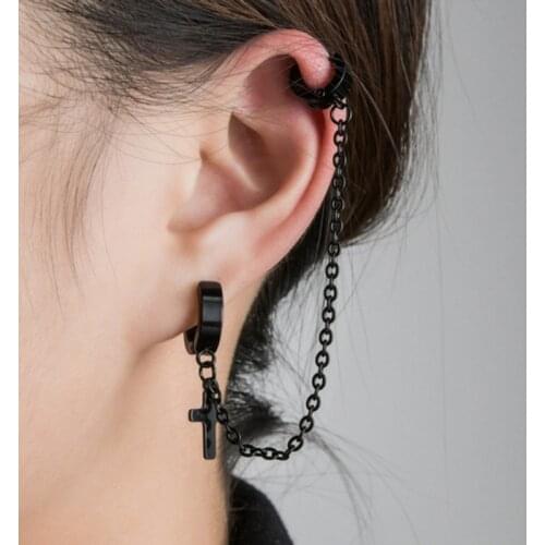 Earrings Women Cross Exaggeration Exaggerated Classic Modern Metal Christian Chain Drop Dangle Earrings Vintage Statement Girls