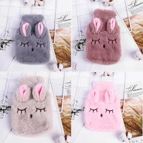 Cute Hot Water Bottle For Girls Kawaii Rabbit Hand Warmer PVC Stress Pain Relief Therapy Handwarmer With Knit Soft Plush Cover