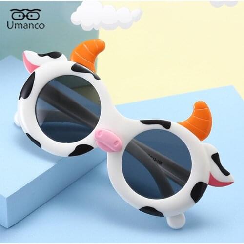 Lovely Cartoon Polarized Sunglasses for Children Kids Silicone Frame TAC Lens Cow Eyeglasses Boys Girls Baby Teens Eyewear New