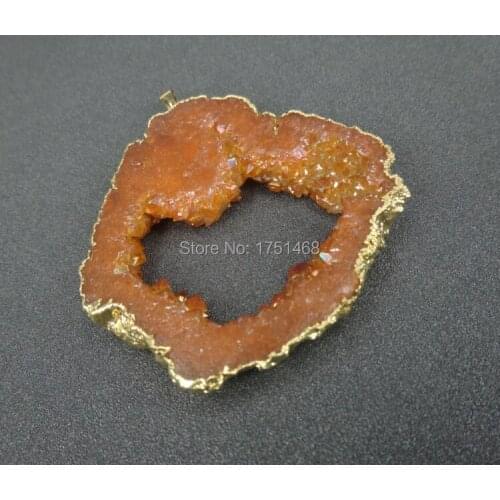 Trendy 1pcs Druzy Stone Orange for Jewlery Making Suppliers Gems Necklaces for Dinnder Fashion Design MOQ3PCS