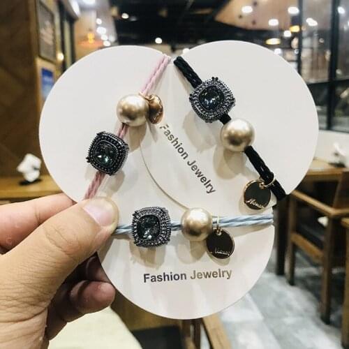 High Quality Simple Style Amber Alloy Balls Hair Band Hot Sell Hair Rope All Matched Crystal Hair Accessories Girl Women Gifts