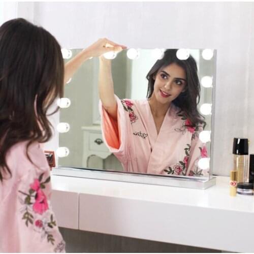 NEW Frameless Vanity Mirror with Light Hollywood Makeup Lighted Mirror 3 color Light Cosmetic Mirror Adjustable Touch Screen