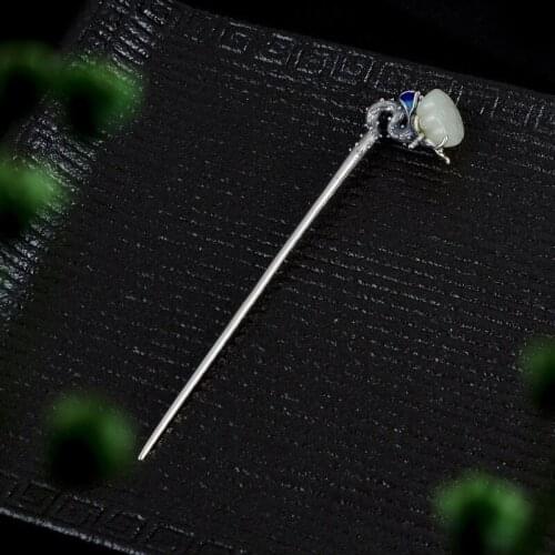 Lotus Seedpod 925 Sterling Silver Hair Stick Jade Hanfu Accessories For Women Chinese Hairpin Luxury Jewelry Cloisonne Enamel