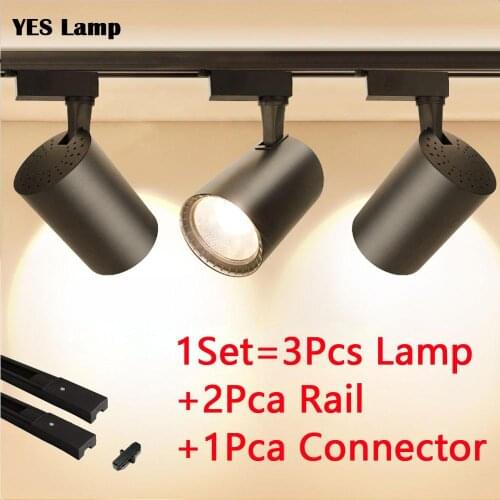 1 Set LED Track Lights 20W 30W 40W 220V COB Track Lamp Rail Spotlights Track Lighting Fixture Spot Lights for mall Home Store