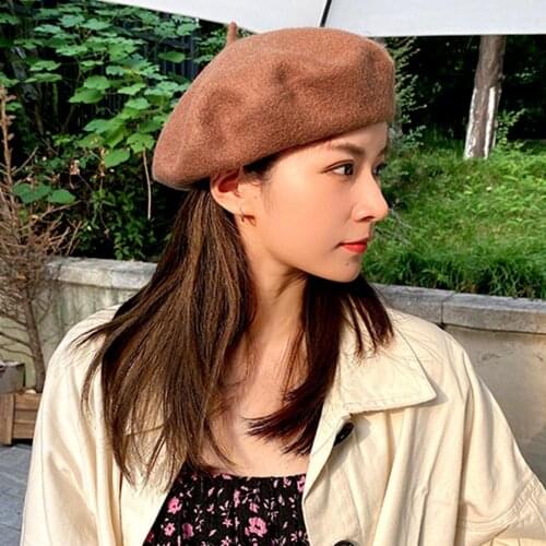 14 kinds of plain colors Beret Hats Beret Wool Winter Cap knitted Vintage Women Girl AutumnWinter Warm Woolen Beret Hat Cap Gift