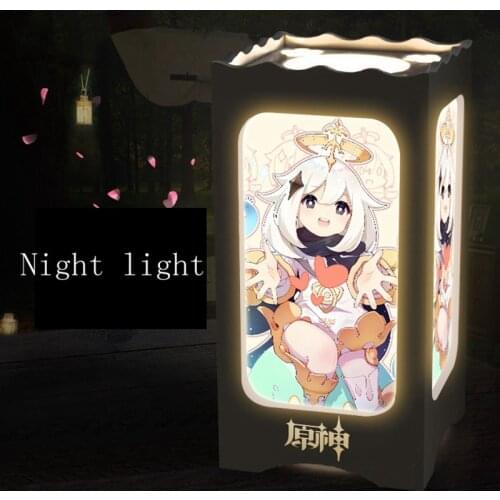 2021 New Genshin Impact ZHONGLI XIAO Two-dimensional Animation Peripheral Carved Night Light KEQING Birthday Gift