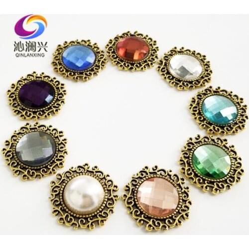 25mm Bronze color round shape Glass Crystal flatback rhinestone, sew on stones for Diy/jewelry accessories 5pcs/pack