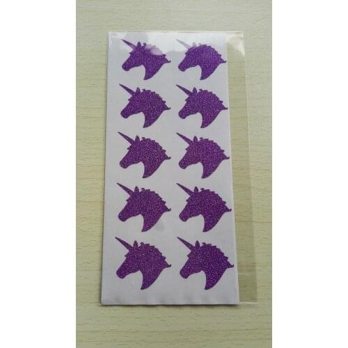 3.8x3.3cm Purple Unicorn glitter sticker label