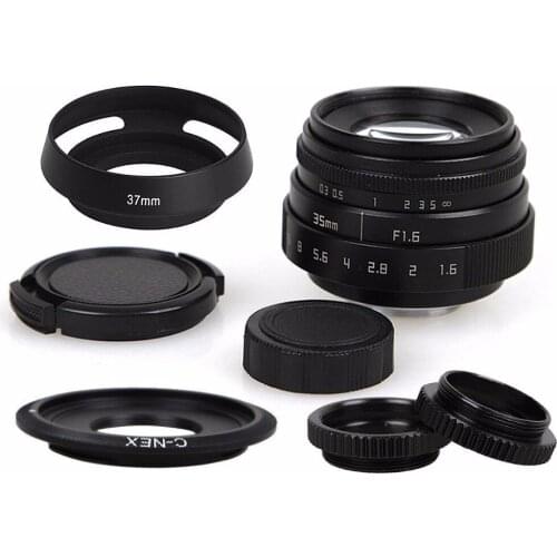 35mm F1.6 CCTV Lens C Mount Camera Lens +Lens Hood kit For Sony A6500 A6300 A5100 A6100 A6000 A5000 A3000 NEX-5T NEX-3N NEX-6