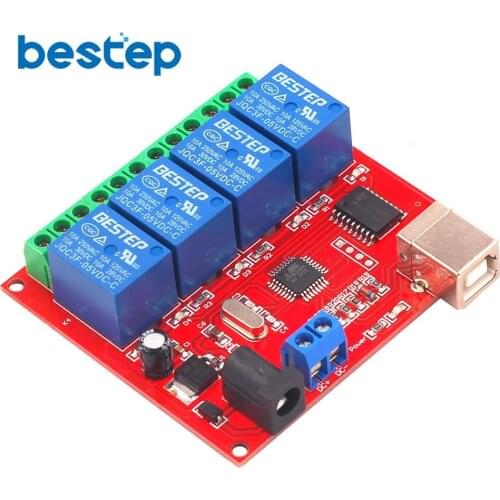 4 Channel 5V 12V 24V Relay Module Computer USB Control Switch Free Driver PC Intelligent Controller For Smart Home