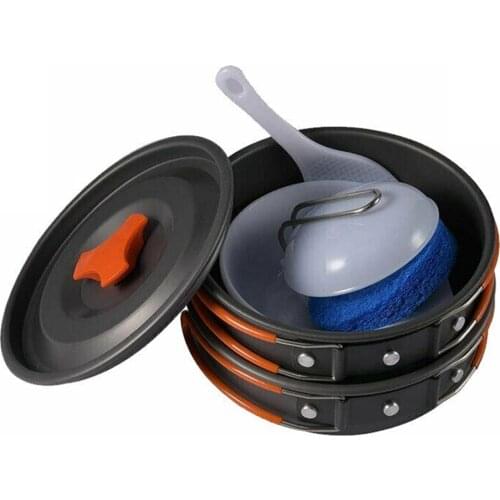 8pcs Cookware Travel Portable Outdoor Camping Hiking Cooking Picnic Bowl Pot Pan Set Non-Stick, Easy To Clean And Durable