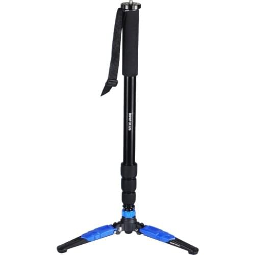 Aluminum Travel Monopod 4-section Video Unipod with 3 Feet Stand Base Support Holder for DSLR Camera Ballhead Handheld Gimbal