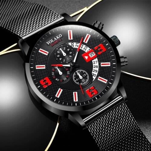 Reloj hombre Luxury Fashion Mens Watches Stainless Steel Mesh Belt Quartz Wrist Watch Men Casual Leather Watch relogio masculino