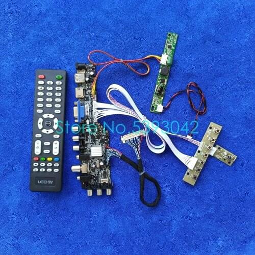 LVDS 30 Pin USB VGA AV digital signal LDE Fit M185XTN01/M185XW01/M195XTN01/LM185TT1A 1366*768 DVB LCD panel drive board kit