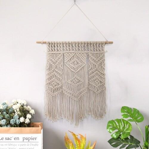 Nordic Bohemian Style Tapestry Tassel Wall Hanging Living Room Show Window Door Curtain Home Decor Hand Knitting Pendant