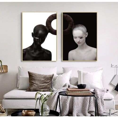 Human Photography Canvas Painting Black And White Abstract Wall Art Poster Print Pictures Modern Living Room Decoration Artwork