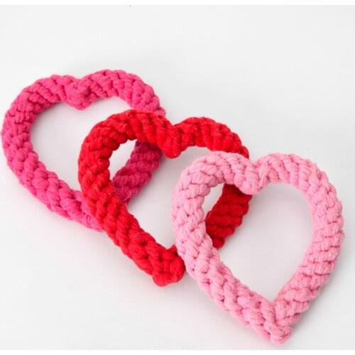 Dog Bite Rope Toys Pet Grind Tooth Toys Cotton Rope Cute Heart Shape Dogs Tooth Cleaning Toys Pet Dog Rope Toys