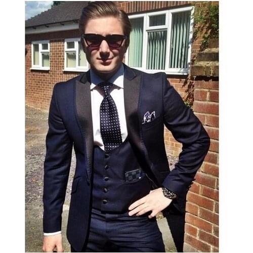 JELTONEWIN 2021 Costume Homme Navy Blue Business Slim Fit Men Suits Formal Groom Prom Tuxedos Groomsmen Wedding Best Man Blazer
