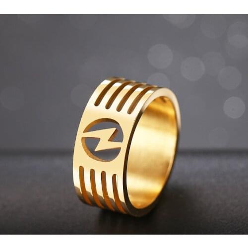 CACANA Hollowed-out Lightning Shape Gold Ring Design Fashion Love Stainless Steel Jewelry For Women Young Girl Wedding Gifts
