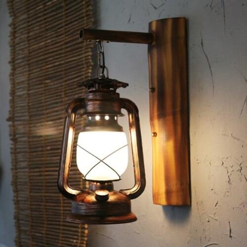 Chinese Lantern Study Kerosene Lamp Old Sconce Wrought Iron Wall Lamp Special Restaurant Lamp Bar Coffee Corridor Wall Lights