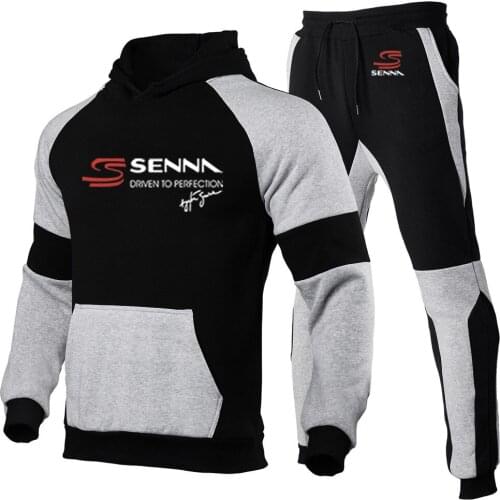 Ayrton Senna Spring and Autumn 2021 Packwork Print Sweatshirt Top Pants Sets Sport Suit Tracksuit Mens Comfortable Designer Tops