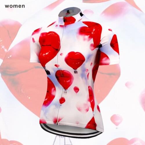Red lips women cycling clothes 2020 mtb jersey Outdoor sports breathable short sleeve tops bicycle clothing maillot ciclismo