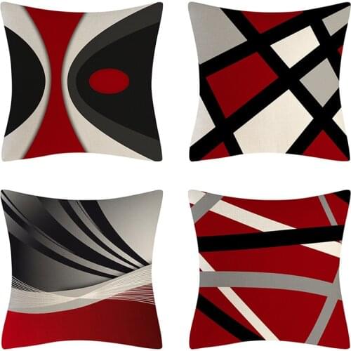 Red Series Abstract Cushion Cover Geometric Pillow Cases Sofa Decorative Pillow Covers Fashion Pillowcase Waist Pillow Cover