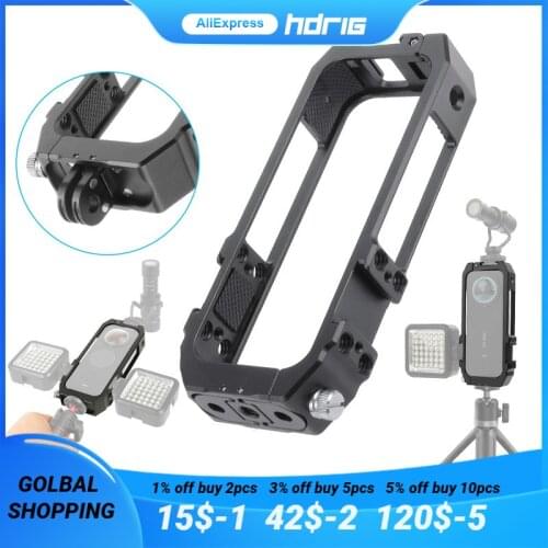 HDRIG Metal Monitor Cage For Insta360 ONE X2 Panoramic Camera Protective Shell Hot Shoe To Expand The Vertical Frame