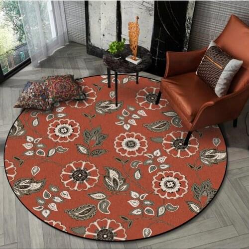 Fashionable European Style American Retro Flower Living Room Bedroom Hanging Basket Chair Round Mat CarpetCustom Size