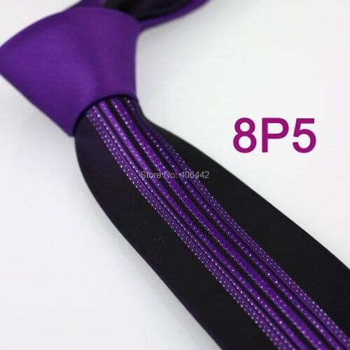 YIBEI Coachella ties Mens SKINNY Tie New Design Purple Knot Contrast Black With Purple Stripe Microfiber Necktie SLIM Tie
