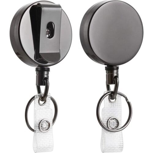 2121 New Luxury Grey Retractable Pull Badge Reel Zinc Alloy metal ID Lanyard Name Tag Card Recoil Belt Key Ring Chain Clips