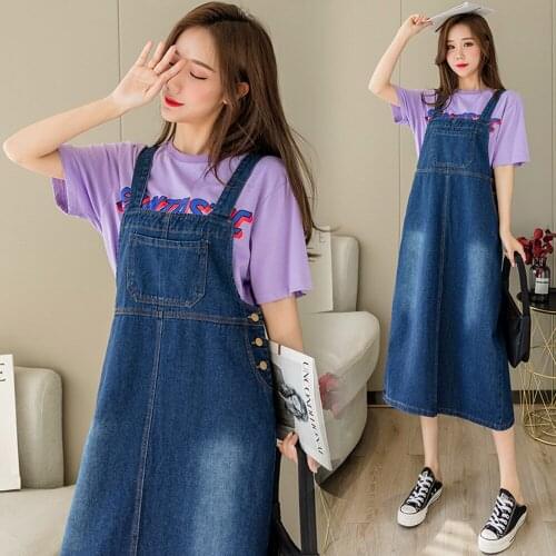 New Plus Size Vest Jeans Dresses Spring Autumn Casual Loose Solid Big Pockets Slim Split Strap Dress For Women Denim One-Piece