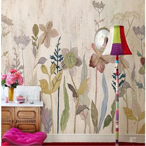 Custom Murals Flowers Hand-painted American Garden Wallpaper Living Room Sofa Retro TV Background Wall Decoration 3D Wall Cloth